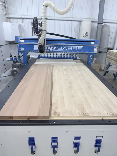 Carved clubhouse sign, blank set on the CNC router (Commercial)