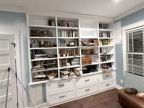 Bathroom cabinetry & library built-ins, finished (Konrady)